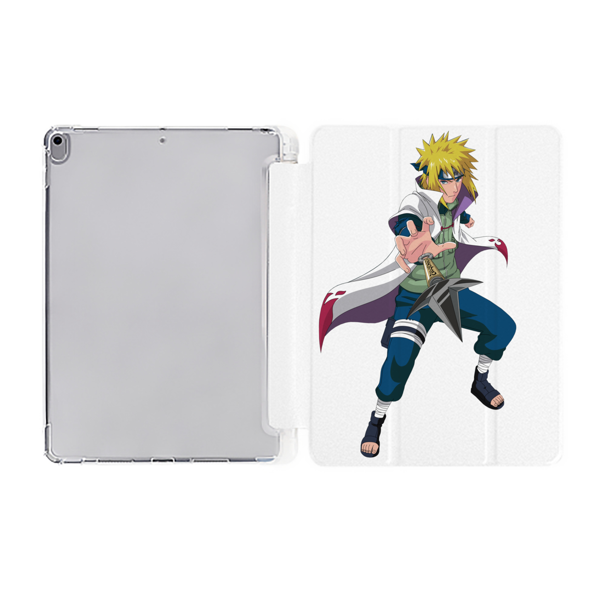 （画像用） NARUTO -ナルト- 波風 ミナト Namikaze Minato IPad ケース ペン収納付き 三つ折りスタンド PUレザー×シリコン 対応機種9.5/10.5/10.9インチ